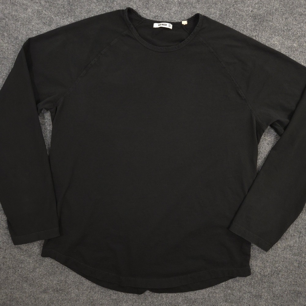Buck Mason Shirt Mens XL Black Curved Hem Raglan Long Sleeve Crew Preppy Outdoor